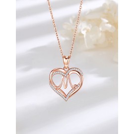INFUSEU Initial Necklaces for Women Letter M Pendant Rose Gold Jewelry Unique Birthday Gifts for Her