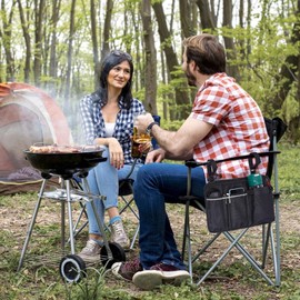 NICENEEDED Beach Chair Cup Holder, Camping Chair Side Hanging Storage Organizer Pouch Chair Arm Organizer, Universal Water Bottle Holder for Patio Lounger Foldable Camping Office Chair