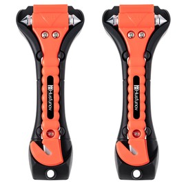 Husfunov Car Safety Hammer Set of 2, Auto Car Escape Tool, Car Window Glass Hammer Breaker and Seat Belt Cutter Escape 2-in-1 Tool, for Family Rescue and Auto Traffic Accident Emergency Escape