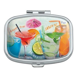 Mixed Drinks Sunshine Summer Fun Happy Hour Tropical Beach Vacation Rectangle Pill Case Trinket Gift Box