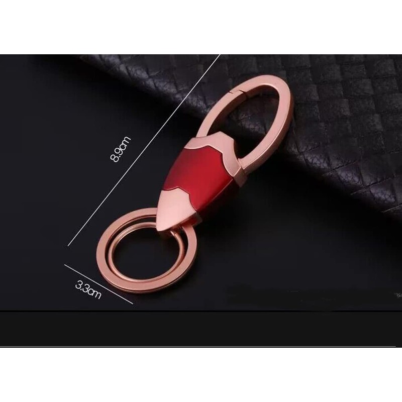 AIXUAN Zinc Alloy and Black Leather Keychain, 2 Keys Rings,Comes