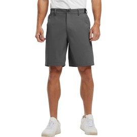 JHMORP Men's Golf Shorts Dry Fit Stretchy Elastic Waist 9 Inch Flat Front Dress Shorts with Pockets (Dark Grey,CA 40)