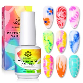 Born Pretty Nail Blooming Gel, 15ml Clear Clear U V Led Blossom Gel Polish for Spreading Effect Marble Natural Stone Watercolor Floral Print Nail Art DIY Design Manicure Valentine's Day Gift | Born Pretty