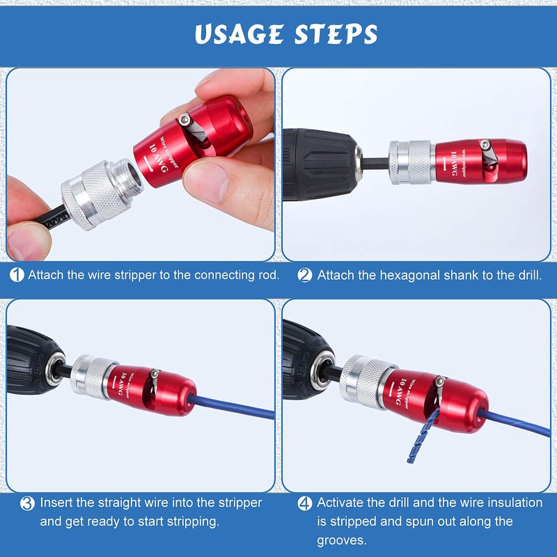 Wire Stripper for Drill, US Standard Electric Wire Stripper Tool