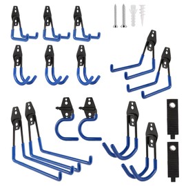 ZexHok Garage Hook Heavy Duty Wall Storage Hangers, 16 Pack Garage Storage Hooks Steel Tool Organizer Blue for Ladders, Ropes, Garden Tools
