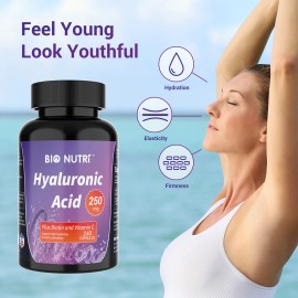 Hyaluronic Acid Supplements 250mg|240 Capsules For Skin Hair Nail Eye Health