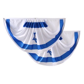 2 Pcs Israel Fan Flag,Israelis Pleated Fan Flag Bunting 3 x 6 Ft Pleated Banner Indoor/Outdoor/Front Porch Decorations,Country Half Fan Flag Patriotic Holiday decorations.