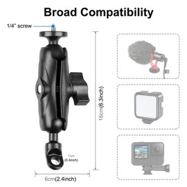 PULUZ PU702B Motorbike Rear-view Mirror Mount Bracket Motorcycle Sports Camera Holder 1/4 Inch Screw with Sports Camera Mounting Adapter Replacement for GoPro Hero 11/10/9/8 INSTA360  ONE/ X2/ X3/GO2