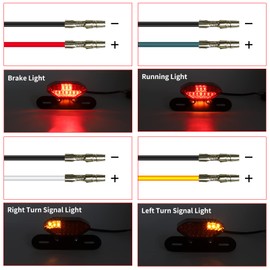 16LEDs Motorcycle Tail Light, 12V Integrated LED Brake Light Turn Indicators Light License Plate Lamp for Motorbike Street Bike Cruiser Chopper(Red Cover)