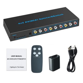 Universal New 4 In 3 Out RCA Switch AV RCA Switcher Box Video L/R Stereo Audio Switcher