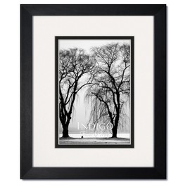 One 8X10 Gallery II: Black Wood Picture Frames with Clear Glass and Double White/Black Mat for 5X7 (1)