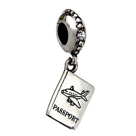 Airplane Passport Dangle Bead Charm 925 Sterling Silver Plane Charm Travel Beads fit for DIY Charms Bracelet