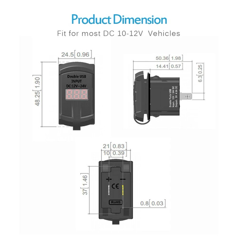 Universal 12V-24V PD + QC3.0 Dual USB Car Fast Charger