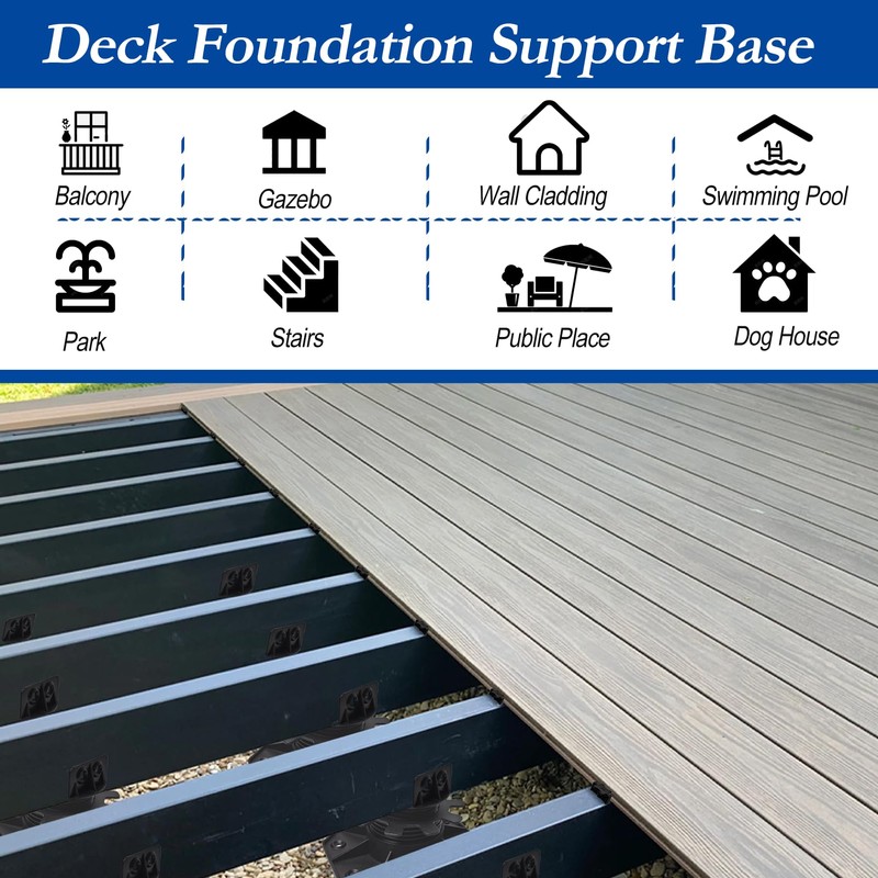 Adjustable Deck Support with Hidden Deck Fasteners, 10 PCS Pedestal