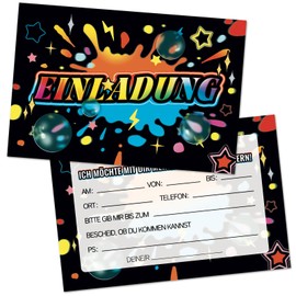 HOMANGA Graffiti Birthday Invitation Cards, 12 Boys Birthday Invitations, Boys Birthday Invitation Cards and Envelopes, Children's Party Decoration Accessories