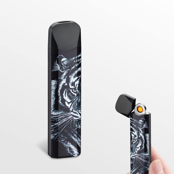 TIKIUKI Mini Lighter, Ultra-Thin Windproof Electric Lighter Double-Sided Tungsten Lighter
