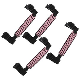 Hihaha Roll Bar Grab Handles for Jeep Wrangler 2024-2025 Grip Handle Holder Nylon PVC Pink 4 Pcs