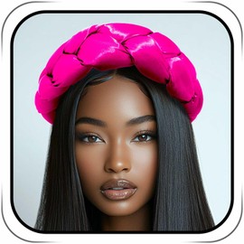 Wosois Headwrap African Turban Hairband Pre-Tied Twisted Braid Headband with Matching Beanie Cap Headwrap Hat (Super Pink)