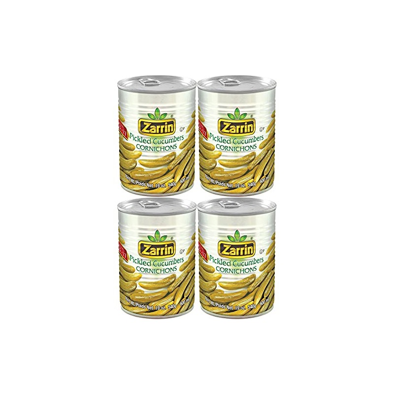 Zarrin - Pickled Cucumber Cornichons, 19 Oz (Pack of 4)