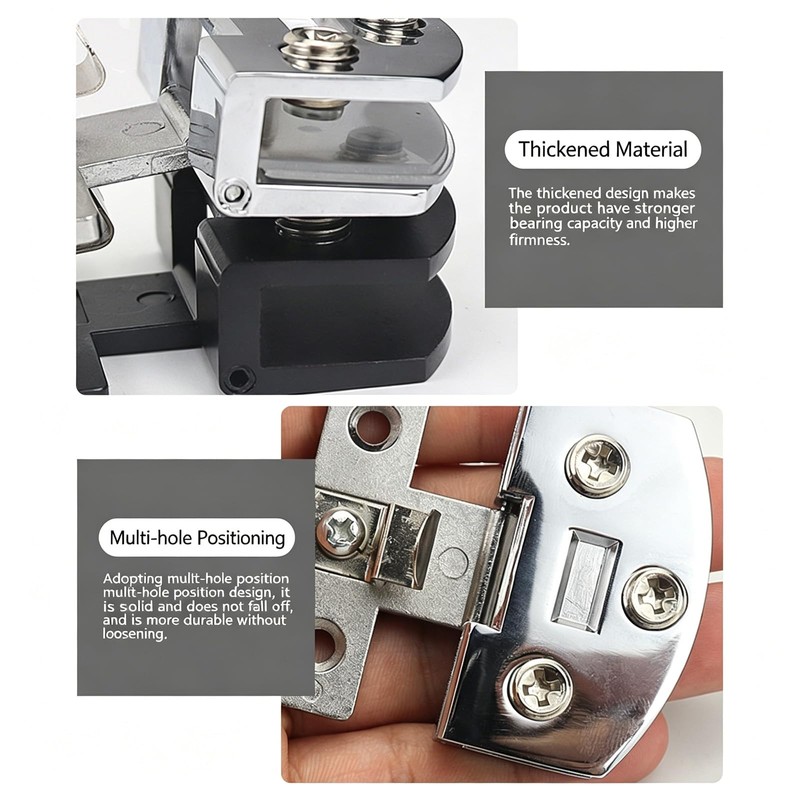 5-10mm No-Drill Glass Door Hinges,Zinc 90 Degree Heavy Duty Alloy