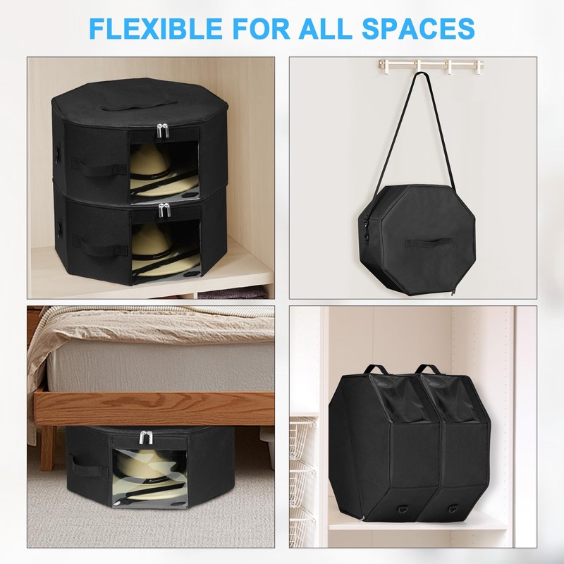 Bamneat Hat Box for Travel & Home Closet Storage, Side