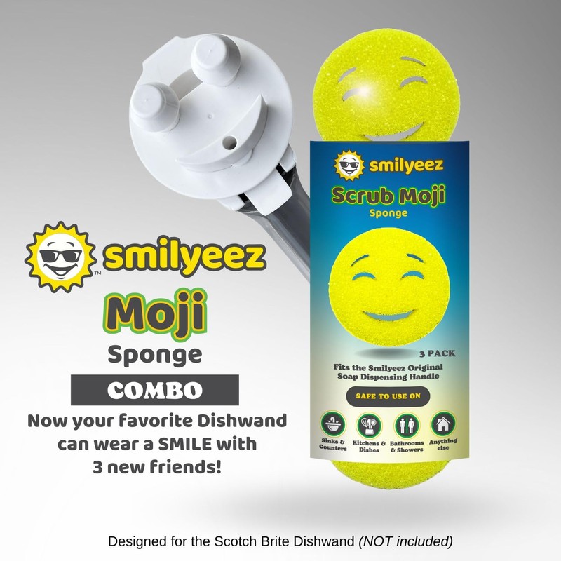 Smilyeez Smile Head for Scotch Brite Dishwand with Yellow Scrub