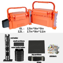 Fishing Tackle Box Fishing Tackle Storage Fishing Bucket with Rod Holder Live Fish Bait Bucket Multifunctional Outdoor Fishing Box Fishing Tools Multi-Functional (Orange, Small)