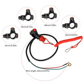 REBEKAMODS Red Emergency Engine Kill Switch with Flexible Cord Tether, Universal Outboard Engine Ignition Stop Switch Key Boat Lanyard for Most ATV Motorcycle 4 Wheeler Quad Trail Bike