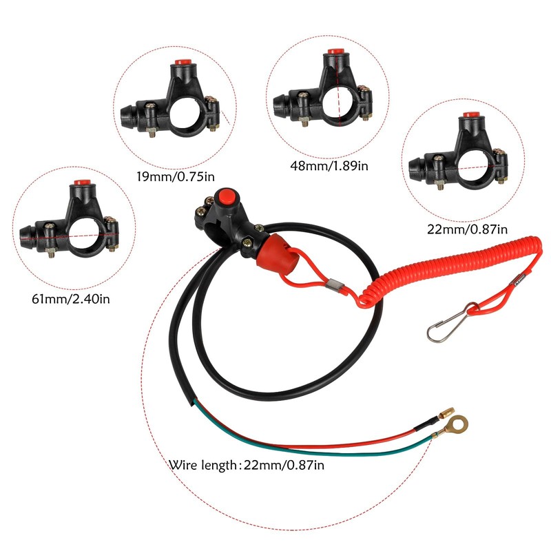REBEKAMODS Red Emergency Engine Kill Switch with Flexible Cord Tether,