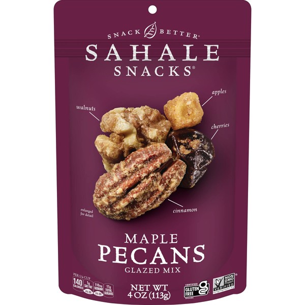 Sahale Snacks Maple Pecans Glazed Mix, 4 Ounces (Pack of 6)