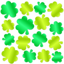 JarThenaAMCS 16Pcs St. Patrick's Day Refrigerator Magnet Green Foil Shamrock Metallic Fridge Magnetic Sticker Green Irish Clover Garage Magnet for Irish Holiday Locker Metal Door Car Decor