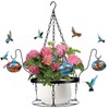 Hand Blown Glass Hummingbird Feeders for Outdoors with Hanging Planter(11