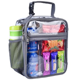 Oraben Stadium Approved Clear Lunch Bag for Sprots Work,Clear Lunch Box Durable PVC Plastic See Through Lunch Bag for Prison Correctional Officers Stadium Events (Small)