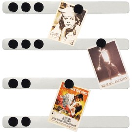 PYJLBX Magnetic Board Frameless Stainless Iron Strips, Magnetic Strips with Adhesive Backing Magnet Board Magnetic Bulletin Bar Board Memo Board with 10 Pcs Black Magnet for School Office Home (4 Pcs)