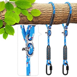 BeneLabel 2pcs Swing Rope, 100cm Hammock Strap Adjustable Polyester Extension String with Carabiner for Hanging Chair Tree Beam Playground Set Suspension Kit, 1000lbs / 10mm Diameter, Blue