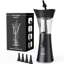Manual Ear Wax Removal Kit - One-Hand Control Ear Cleaner Tool, Easy to Use Ear Irrigation Flushing System with Soft Silicone Tip for Effective & Safe to Clean Ear Built Up Wax Home Use(Black)