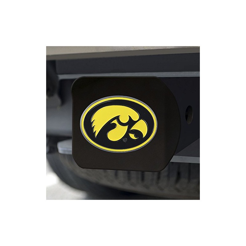 FANMATS 22688 Iowa Hawkeyes Black Metal Hitch Cover - 3D