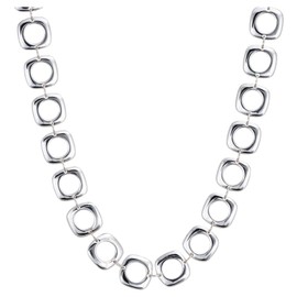 Silver Tone Cushion Necklace with T-Bar/Toggle Clasp - 20" Inch/51 cm - 925 Sterling Silver Plated - Designer Inspired Chunky Silver Necklace