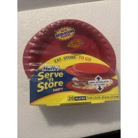 Hefty Serve n Store Interlocking Plates New Sealed 20 Plates Red 9.4 In X 8.6in