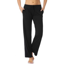 Air Curvey Womens Pajama Pants Wide Leg Casual Lounge Pants With Pocket Black M