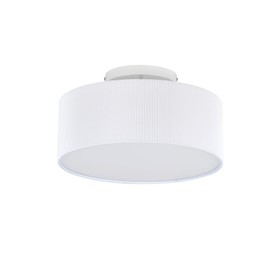 Ceiling Light, 15'' Modern Stripe Fabric Pendant Light Shade Flush Mount, Large Drum Lampshade, Lamps for bedrooms, Flush Chrome Matt, 3 Bulbs