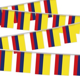 32FT Small Colombia Pennant Flag Bunting,30 PCS Mini String Banner Stripes Colombian Decor Rectangle for Holiday Restaurant Home Party School
