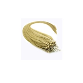 100 Strands Indian Remy 22" Long Easy Micro Loop Ring Beads I Tip Human Hair Extensions Color #20 Blonde 0.8g Each