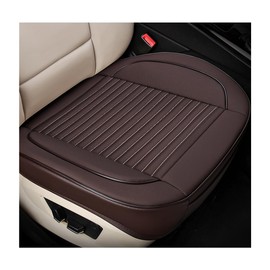 Ziciner Car Seat Bottom Cover Pad, 24.4"×21.7" Leather Vehicle Seat Protector Mat with Pocket, Auto Front Seat Button Cushion Pad, Universal Interior Decor Car Accessories (Coffee)