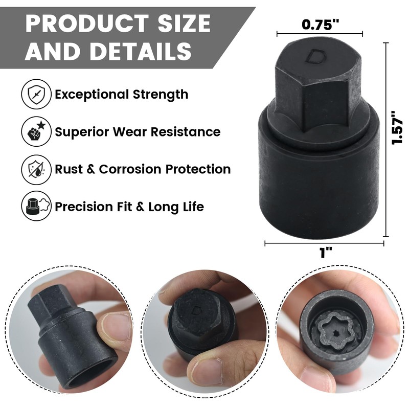 D-Wheel Locking Lug Nut Key Compatible with Toyota Lexus, Tacoma,
