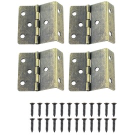 RLECS 4PCS Wooden Chest Cabinet Door Fitting Decorative Box Hinge Antique Bronze Antique Bronze Hinge 6 Hole Triple Fold Right Angle Hinge Length 43MM/1.7Inch for Door and Cabinet and Jewellery Box