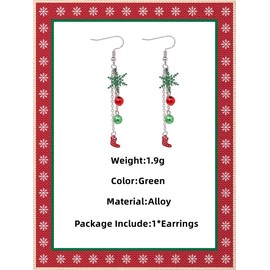 GAUEIOUR Christmas Snowflake Socks Earrings,Alloy Hollow Out Snowflake Earrings as a Gift,Colorful Bell Snowflake Christmas Earrings