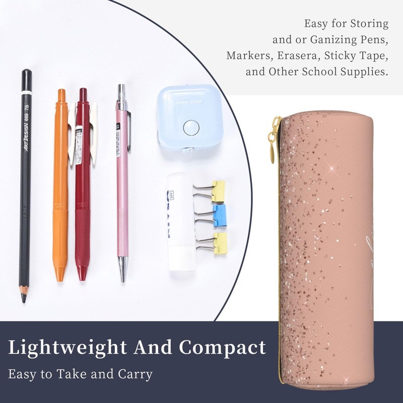 Blush Pink Rose Gold Glitter Pencil Case Student Stationery Pouch