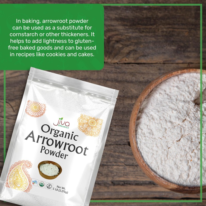 Jiva Organics Organic Arrowroot Flour (Powder) 5 Pound Bag -