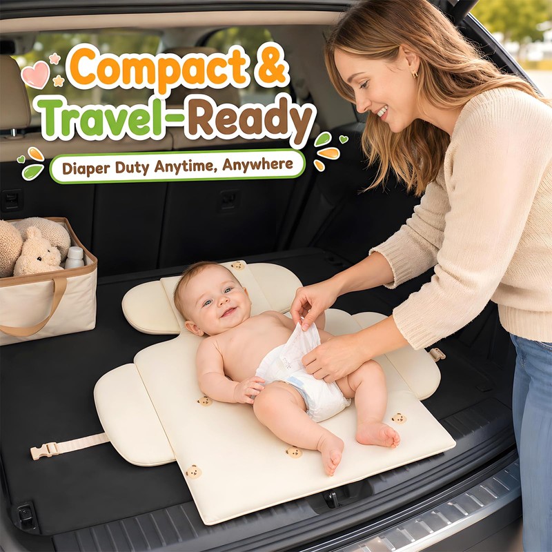 Portable Baby Smart Changing Pad for Car, Cute Bear Travel